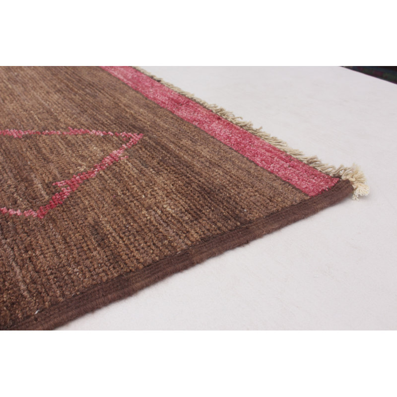 Tapis de zone en laine shalimar brune 6 pi 1 po x 8 pi 8 po main one-of-kind noué la 2010 Céline