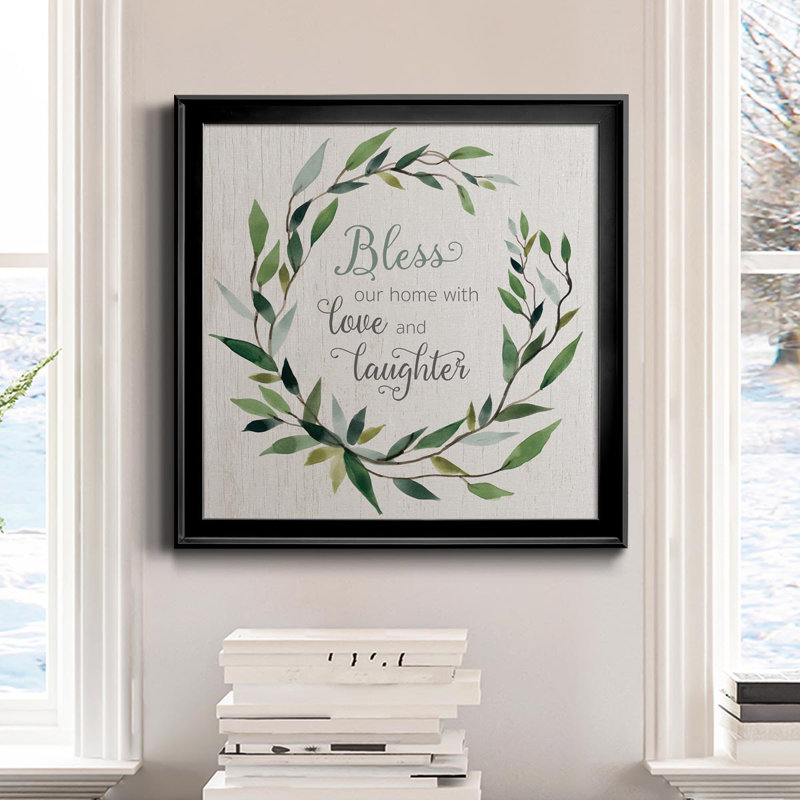 «Bless This Home Greenery», art textuel sur toile, Toile noire, H 34,5 po x l 34,5 po x P 1,5 po