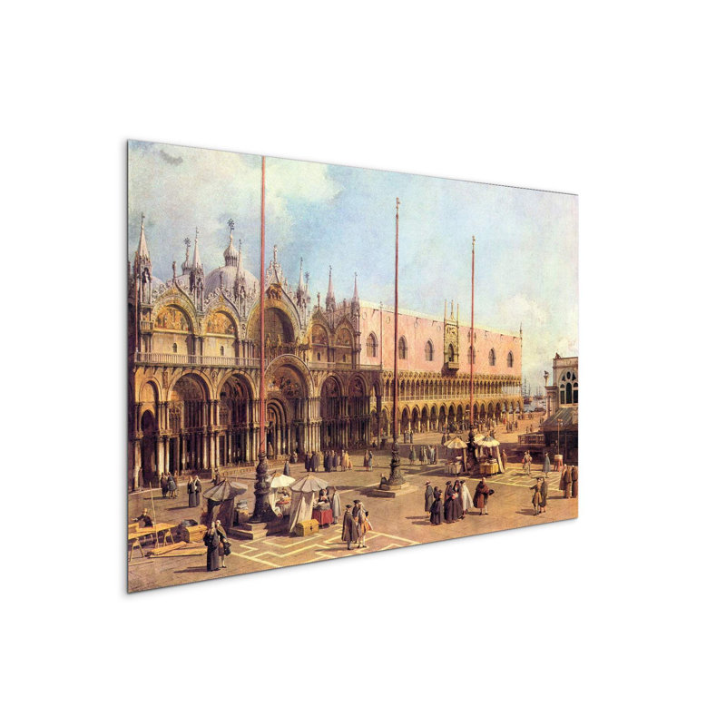 La Piazza San Marco by Canaletto 53×80 cm MetalArt Materic Aluminum Satin Effect, Frameless Panel, Lightweight Ready to Hang