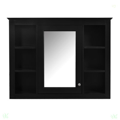 Medicine Cabinet, Wall Mounted Bathroom Storage Cabinet, Modern Bathroom Wall Cabinet With Mirror, Mirror Cabinet With 6 Open Shelves