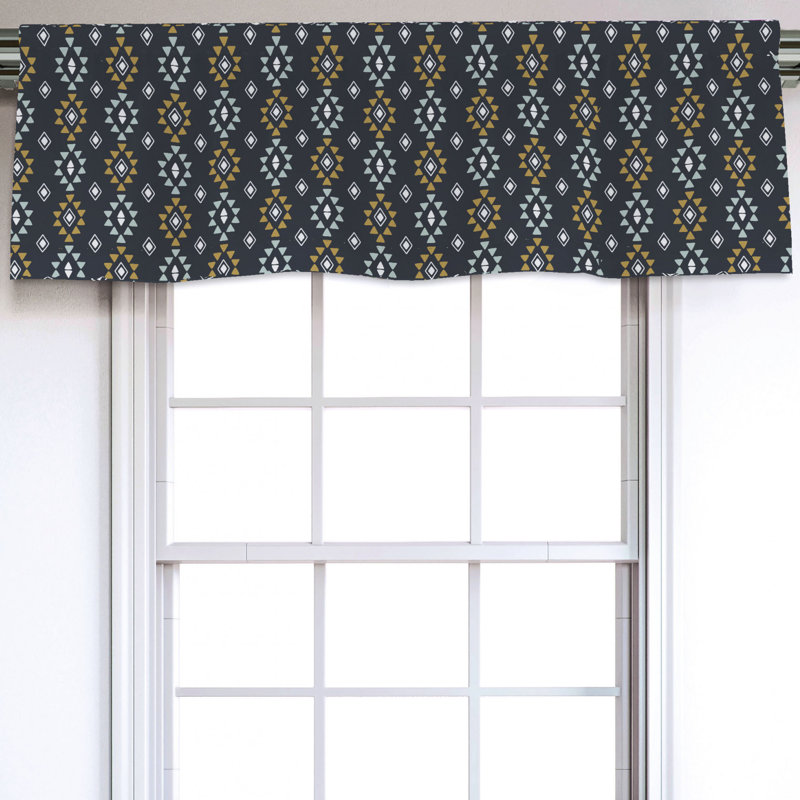 Sateen Geometric Ruffled Window Valance