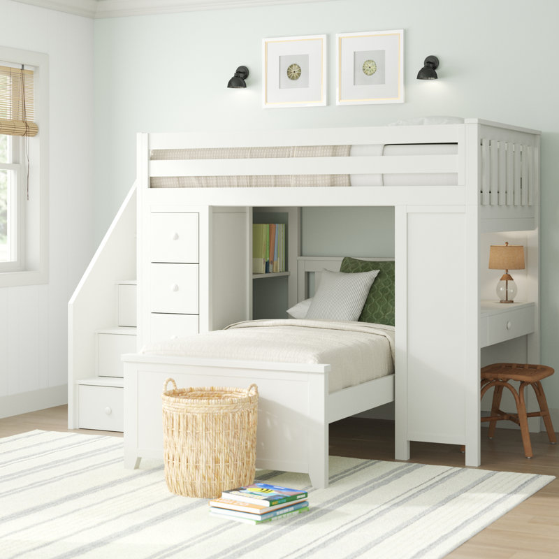 Brit Kids Twin Over Twin with Drawers, White