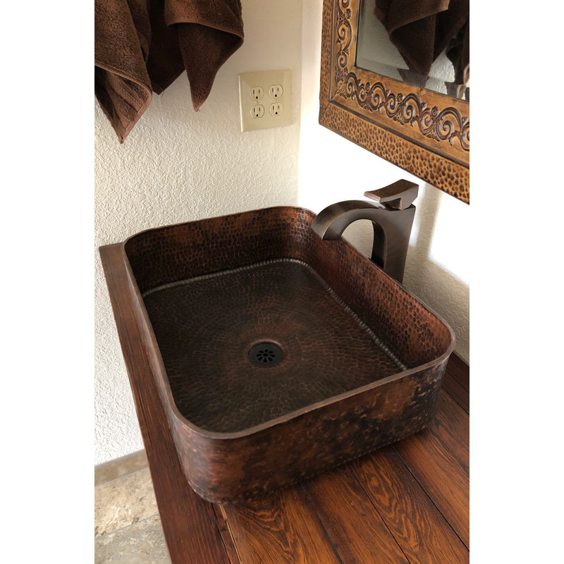 19" Rectangle Tub Hand Forged Old World Copper Vessel Sink