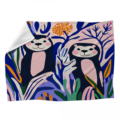 Jeté en molleton Playful Otters - Jeté d'animaux pour canapés ou lits