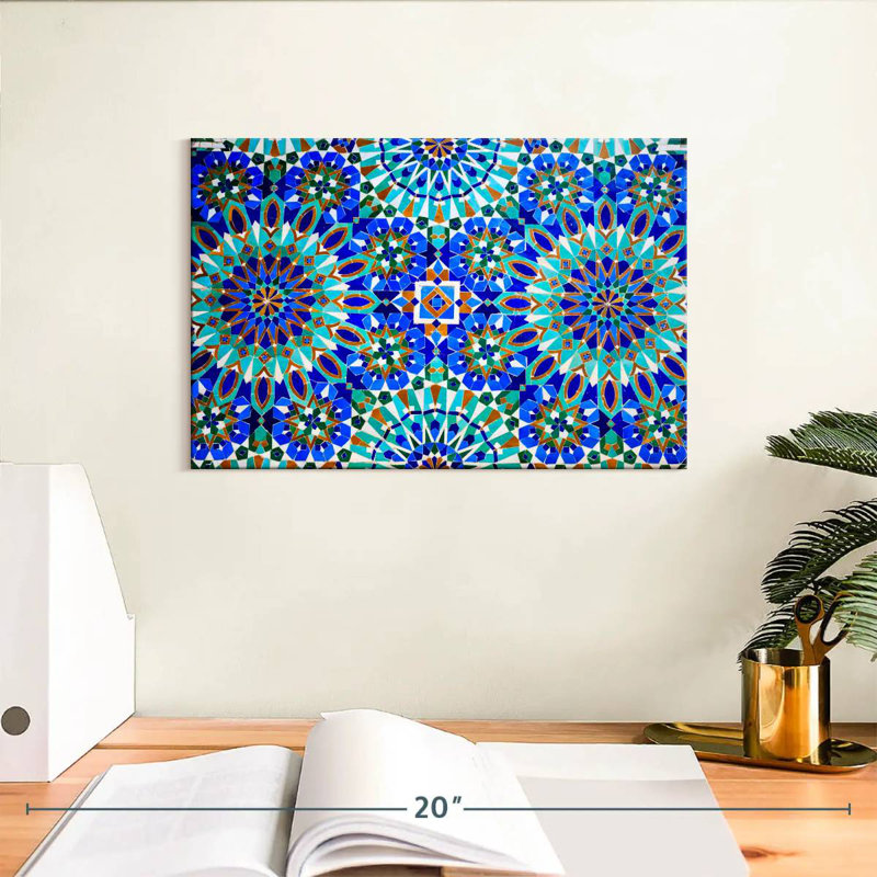 Mosaïque bleue Kerner en médina, H 8 po x l 12 po