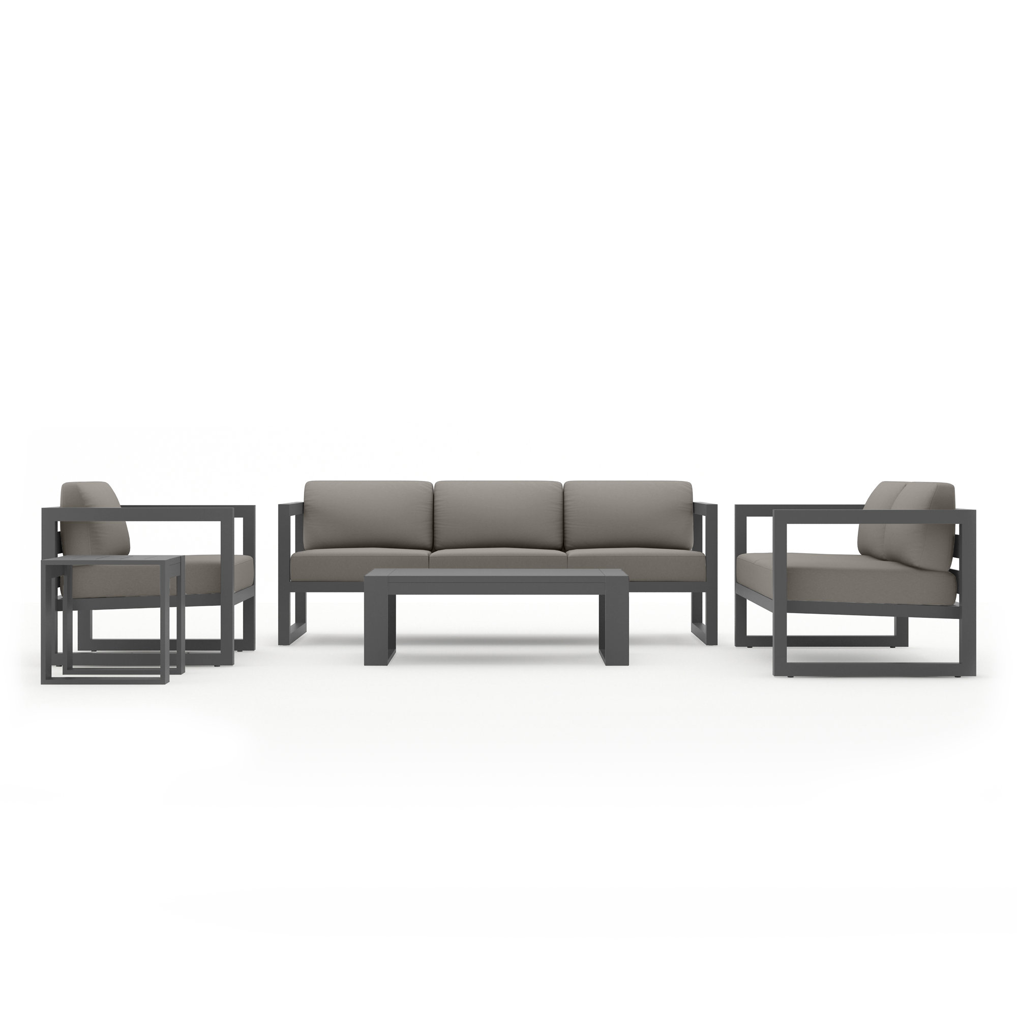 Smith 5 Piece Sofa Seating Group with Sunbrella Cushions, Slate, Canvas Charcoal Sunbrella® Canvas