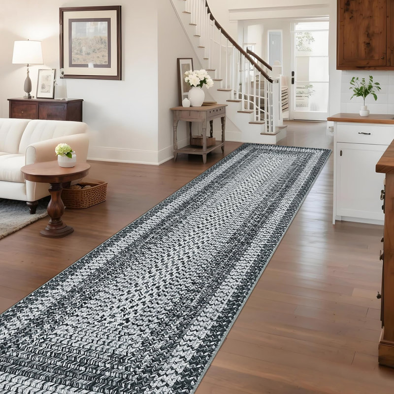 Tapis lavable à la machine Farmhouse, Gris, Tapis de couloir 2 pi x 10 pi