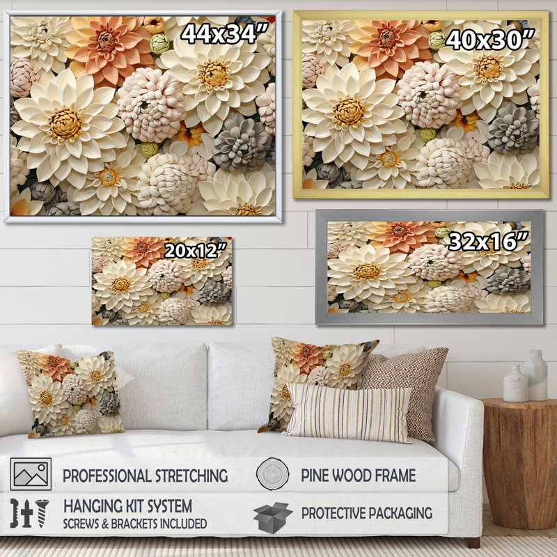 Sunlit Blooms Zinnias Flowers II sur impression sur toile, Cadre naturel flottant, H 30 po x l 40 po