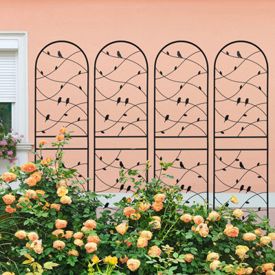 Ensemble de 4 treillis de jardin en métal 71 po x 19,7 po antirouille pour plantes grimpantes pour l'extérieur