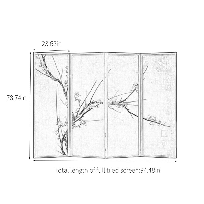 Paravent en bois massif prune