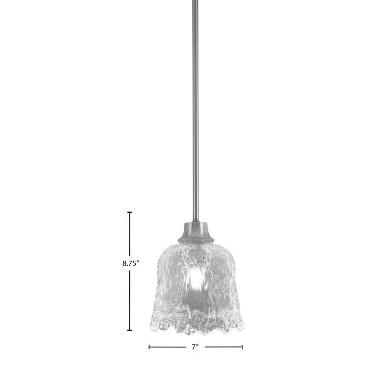 Luminaire suspendu suspendu au fini graphite avec verre de lave transparent de 7 po, Transparent, Clear, Graphite
