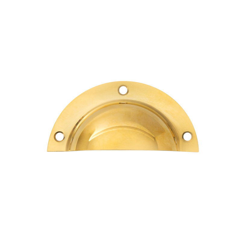 Unlacquered Brass "Elodie" Cup Drawer Pull, Brass