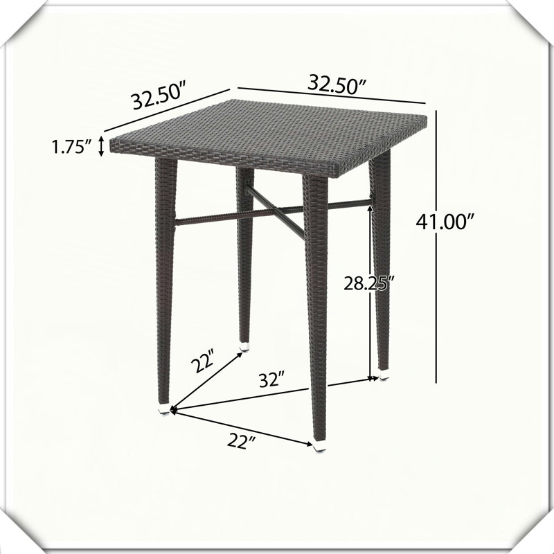 Table de bar en osier carré Pratique, durable, élégant, fonctionnel, compact, confortable, chic, polyvalent