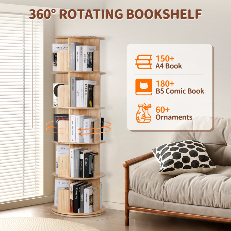 Rayva Bookcase, (5 Shelves) 62” H x 18” W x 18”D
