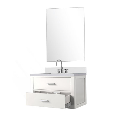 Meuble-lavabo simple 30 po X P 22 po D, comptoir en marbre de culture, 28 po Ensemble miroir et robinet