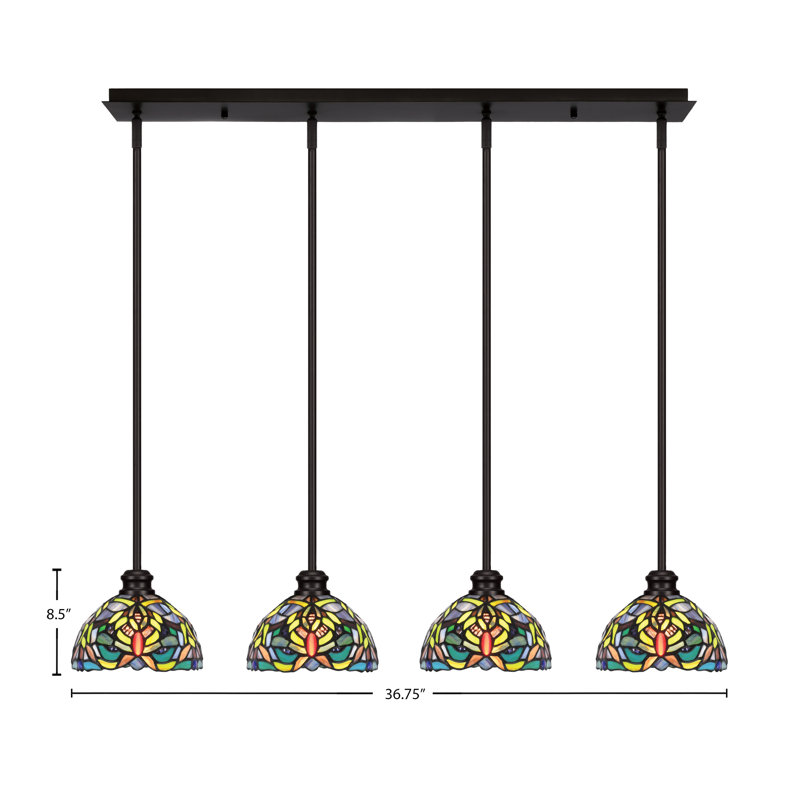 Luminaire suspendu linéaire 4 lumières avec verre de 7 po Edge, Espresso