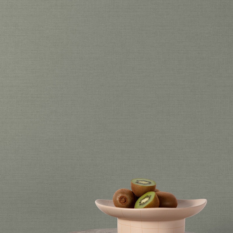 Structured Walls Collection Plain Linen Wallpaper Roll, Dark Grey