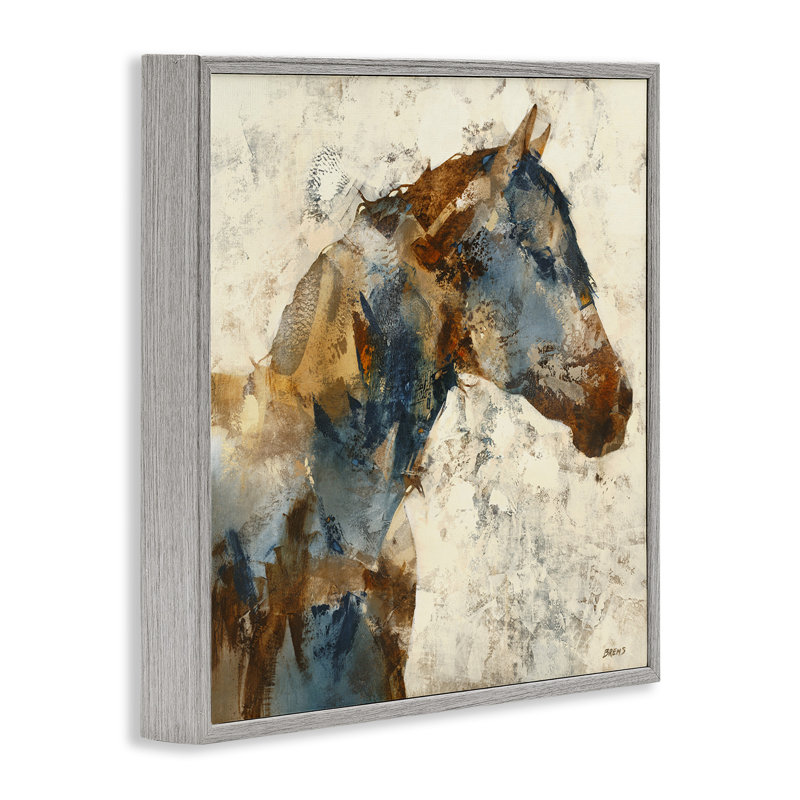 «Earthy Abstract Layered Horse», art de la giclée encadrée par Scott Brems, H 12 po x l 12 po x P 1,5 po