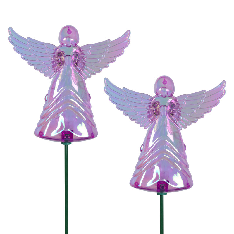 Exhart 2 Piece Angel WindyWing Garden Stakes, 4.5 by 30 Inches, Purple