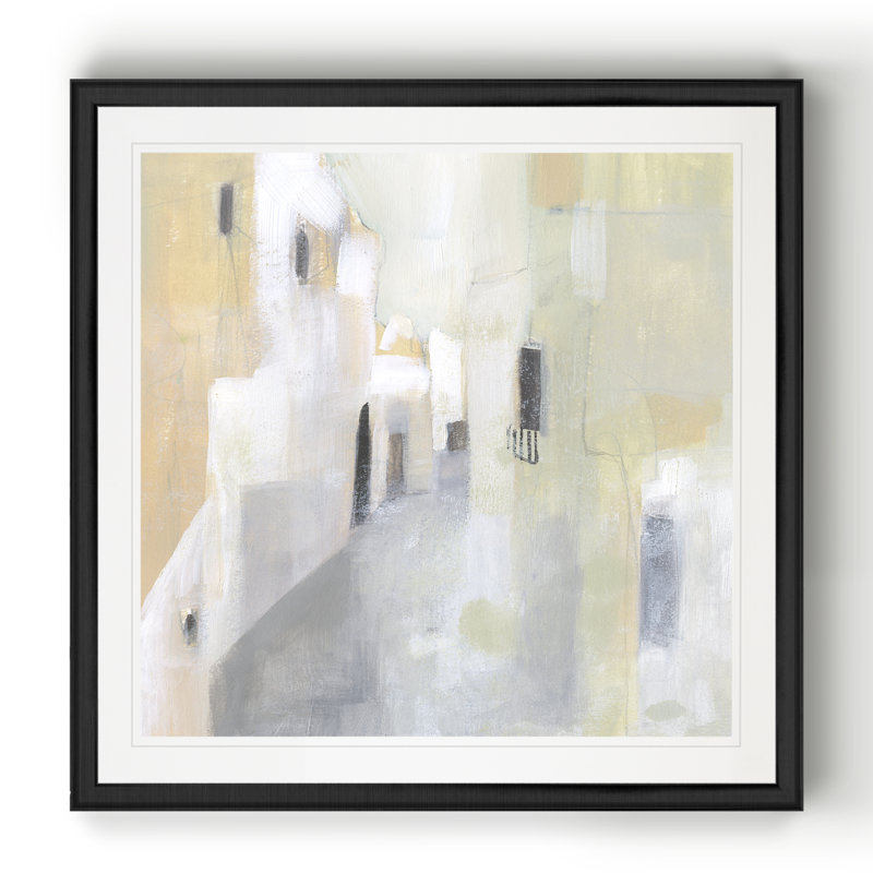 Pausa I, peinture sur toile, Cadre noir, H 18 po x l 18 po x P 1,5 po