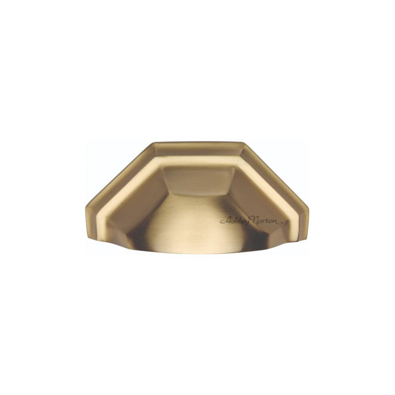 Hex Cabinet Cup/Bin Pull, Satin Brass