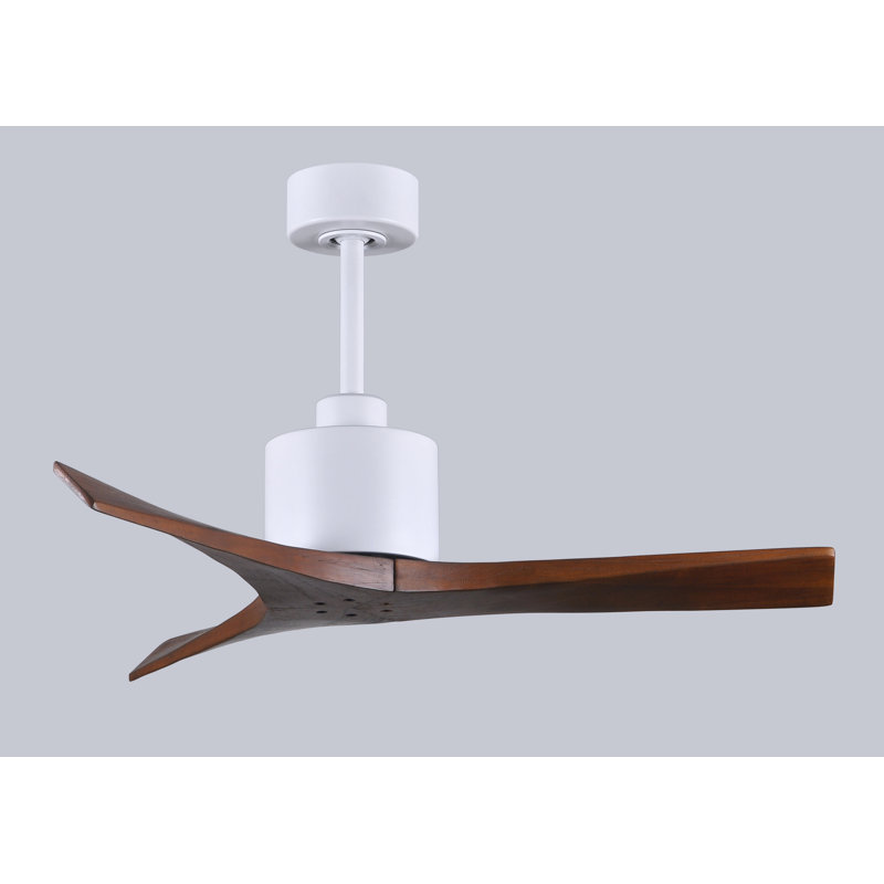 Mollywood - 42" Ceiling Fan - Textured Bronze Finish - Matte Black Blades, Matte White, 42", Walnut