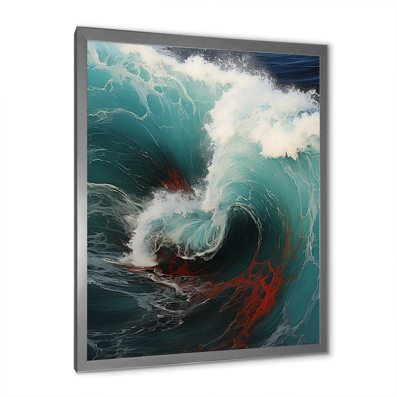 «Red Green Wave», impression sur toile, H 40 po x l 30 po x P 1,5 po, Cadre photo argenté