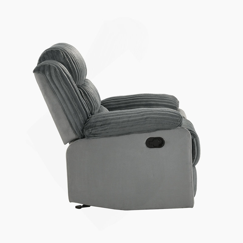 Fauteuil inclinable et oscillant gris en velours côtelé et velours