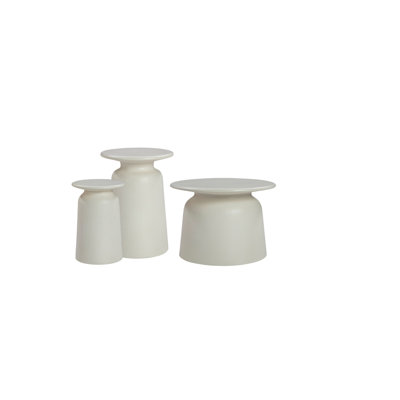 Bukovsko Indoor Outdoor 3-Piece Table Set In White Concrete Finish