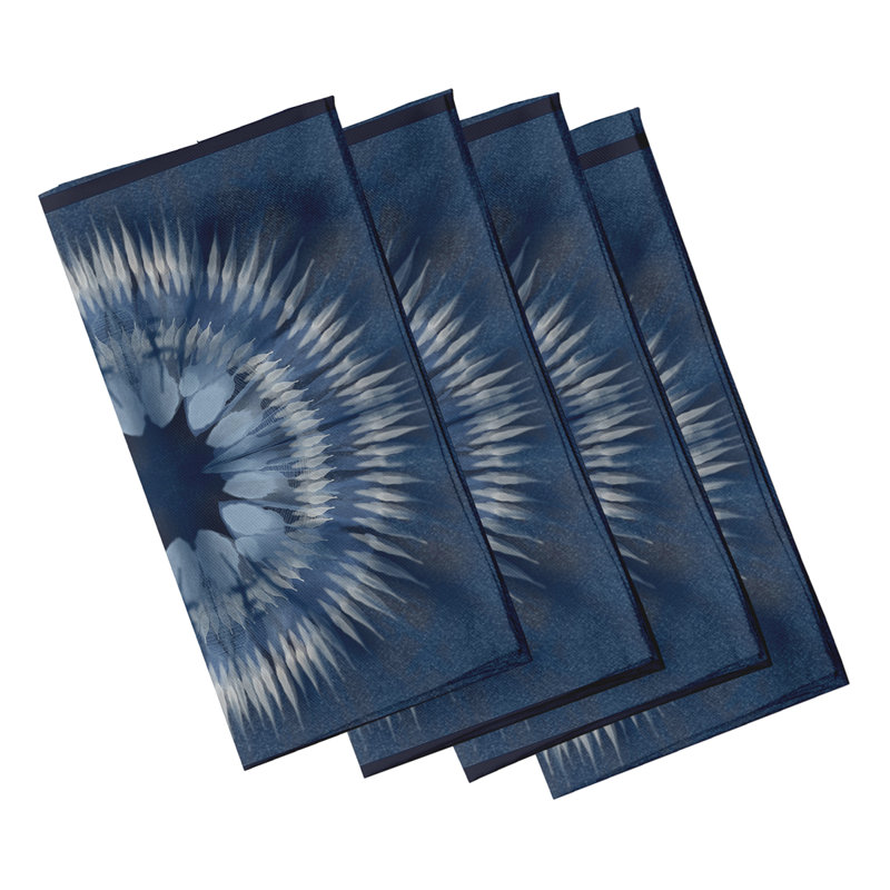 Laelyn Polyester Abstract Square Napkin, Navy