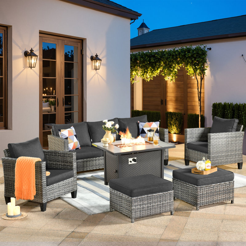 Allcot 5 - Person Deep Seating Group with Cushions, Black