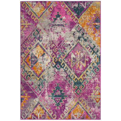 Felty Geometric Fuchsia Area Rug