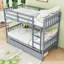 Lit superposé simple au-dessus de simple en bois avec tiroirs de rangement et échelle-2075027975