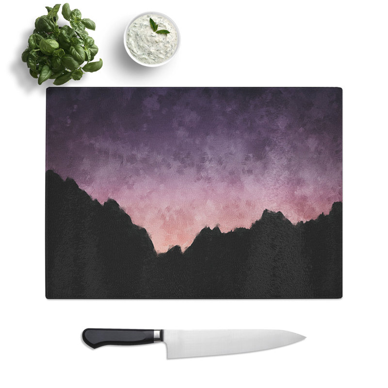 Tempered Glass Pink Sky at Night Chopping Board, 28.5 cm x 39 cm