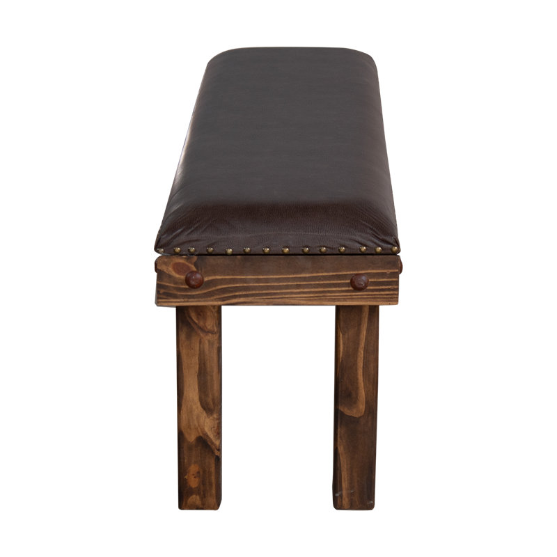 Banc rembourré en cuir rustique