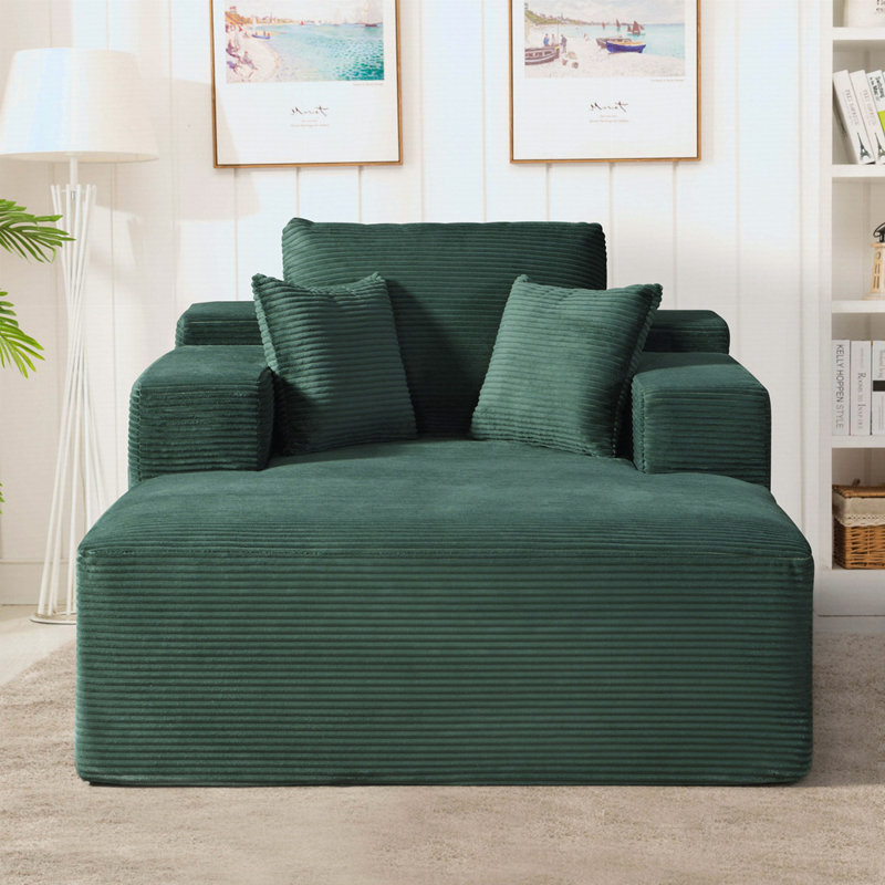 Méridienne convertible d'intérieur - surdimensionné en velours côtelé avec accoudoirs larges et coussins décoratifs, canapé-lit douillet et désossé, pour le salon, la chambre à coucher, aucun assemblage requis