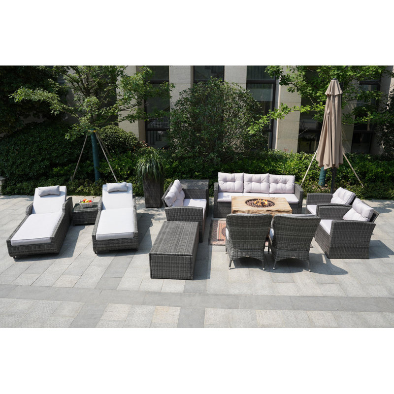 Almanza 11 - Person Patio Conversation Set with Cushions