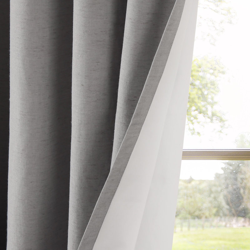 100% Blackout Linen Blend Grommet Panel Pair(2 Panels), 52" W x 84" L, Grey