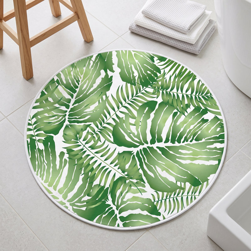 Belize Botanical Leaf Round Bathmat