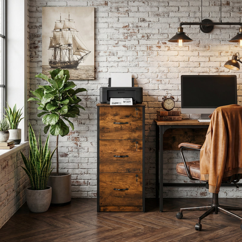 40 cm W 3 -Drawer Mobile Filing Cabinet, Brown
