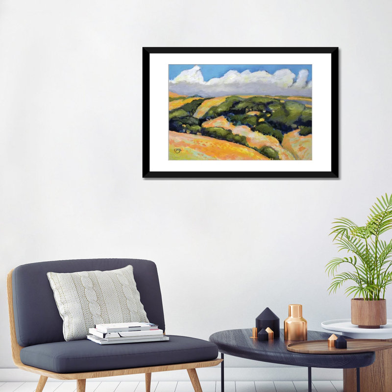 « clouds on summer hills », reproduction sur toile, Papier d'art encadré noir, H 24 po x l 32 po x P 1 po