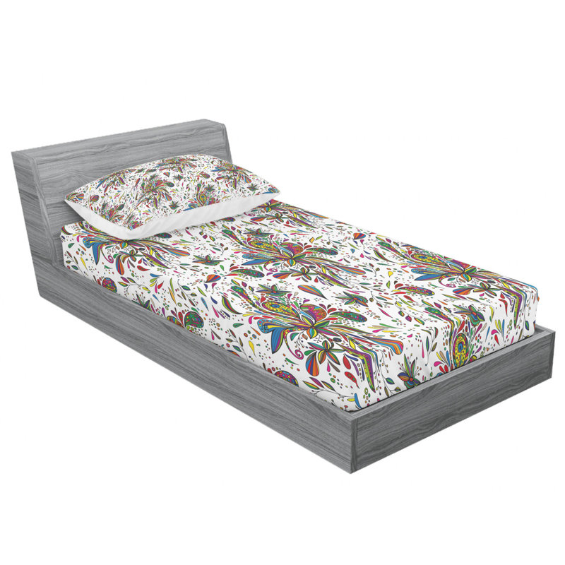 Microfiber Floral Sheet Set, Twin XL Sheet Set + Fitted Sheet + 1 Pillowcase