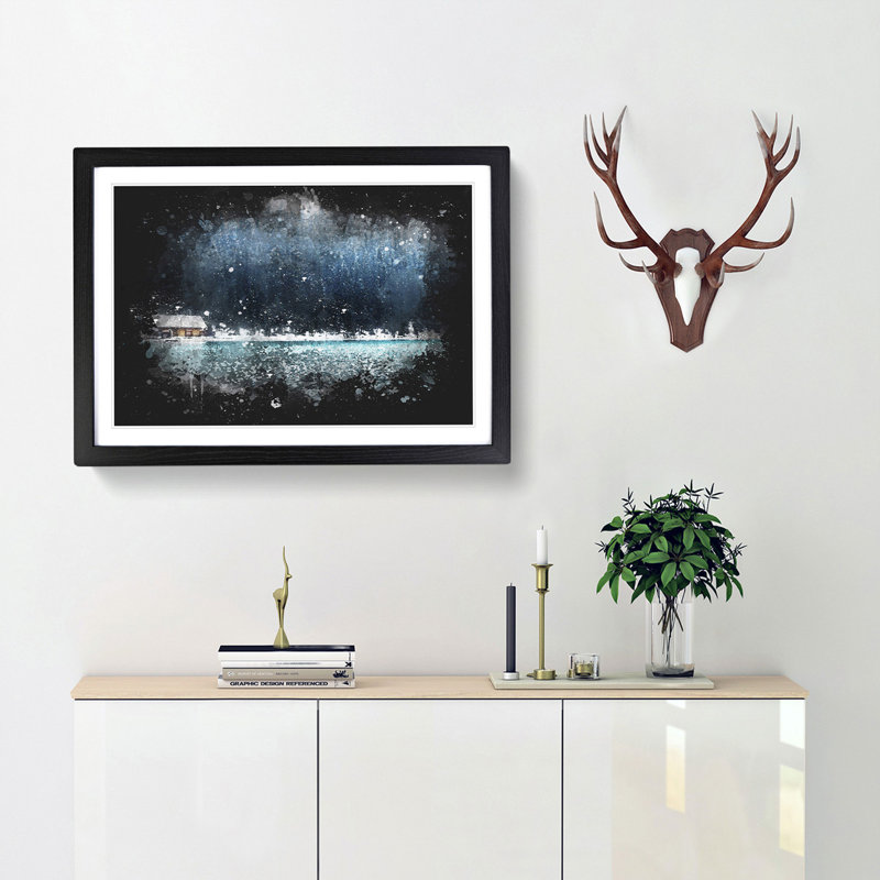 Lake Louise In Banff Canada Paint Splash - Picture Frame Graphic Art, Black Framed, 33cm H x 45cm W x 2cm D