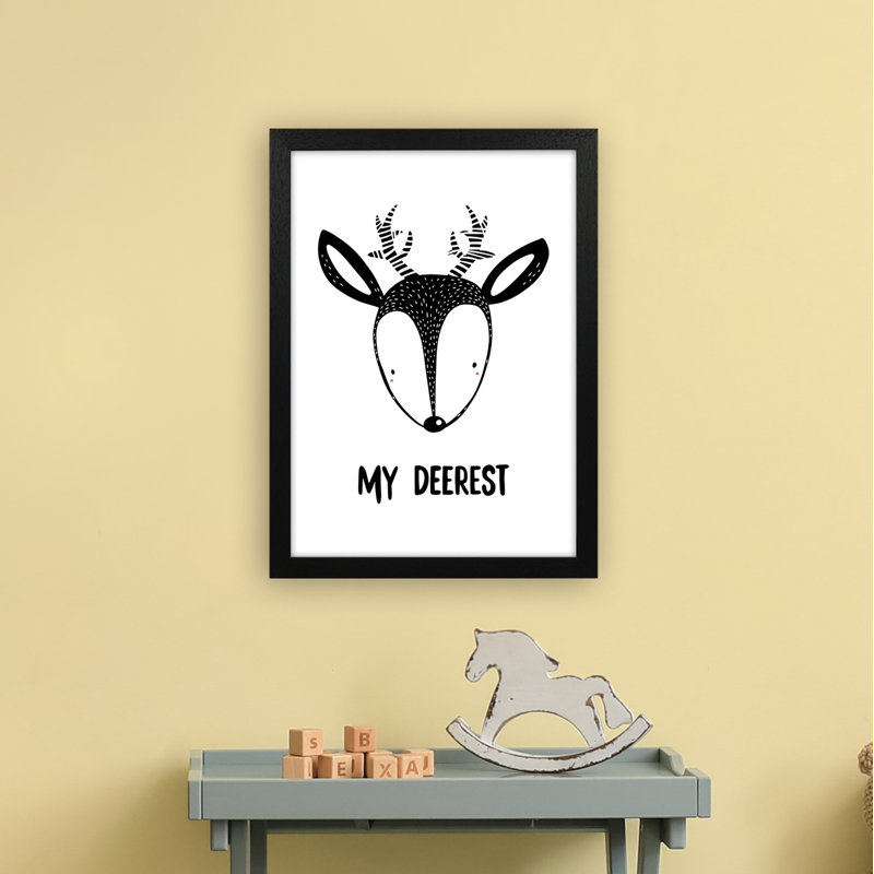 Deer by Miniofmine - Print, Brown Framed, 46cm H x 34cm W x 3cm D