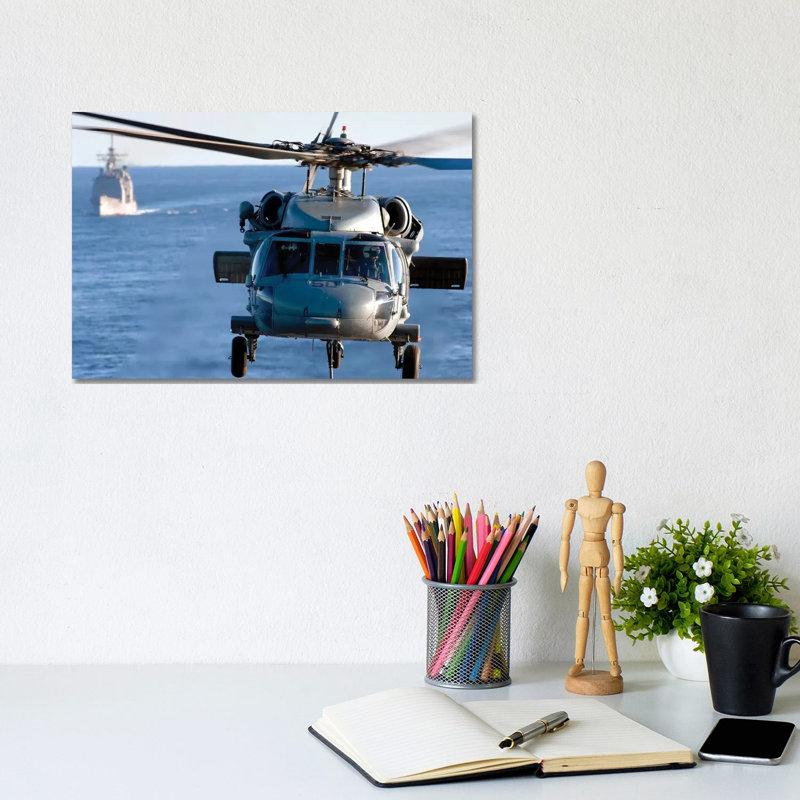 An MH-60S Seahawk Helps Conduct a Vertical Replenishment 1 Piece Wrapped Canvas Wall Art, 20.32 cm H x 30.48 cm W