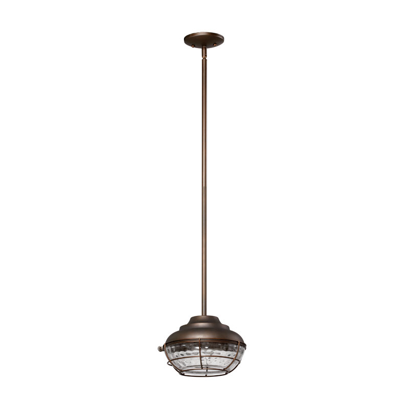 Luminaire suspendu pour l’extérieur 1 ampoule uniquement Geno, Bronze huilé, H 10 po x l 9,75 po x P 9,75 po