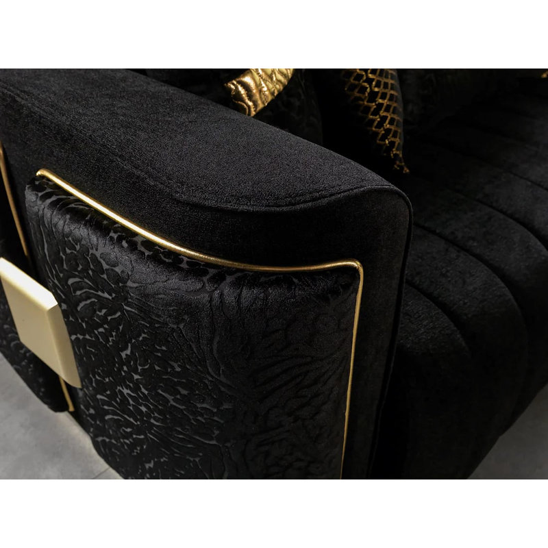 Ensemble 3 pièces en velours noir Karminna, Noir
