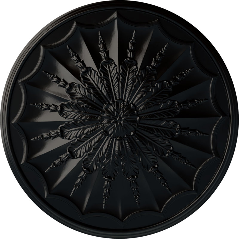 Médaillon de plafond 27 po x 27 1/8 po x P 2 5/8 po, Noir de jais