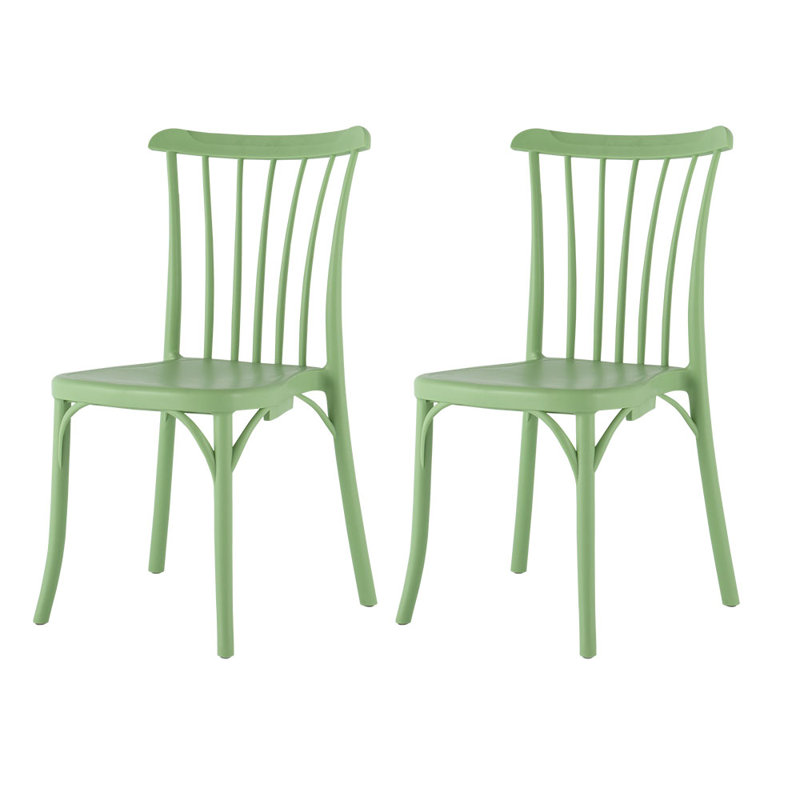 Guthfast Slat Back Resin Stacking Side Chair, Green