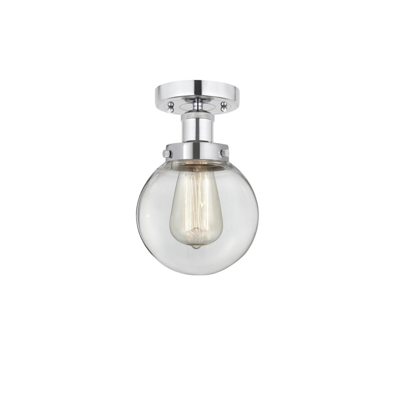 Plafonnier semi-encastré en verre Alfonsa, Transparent, Chrome poli